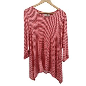 Zenergy by Chicos Striped Tunic Top Womens Size XL (2)‎ Shark Bite Hem